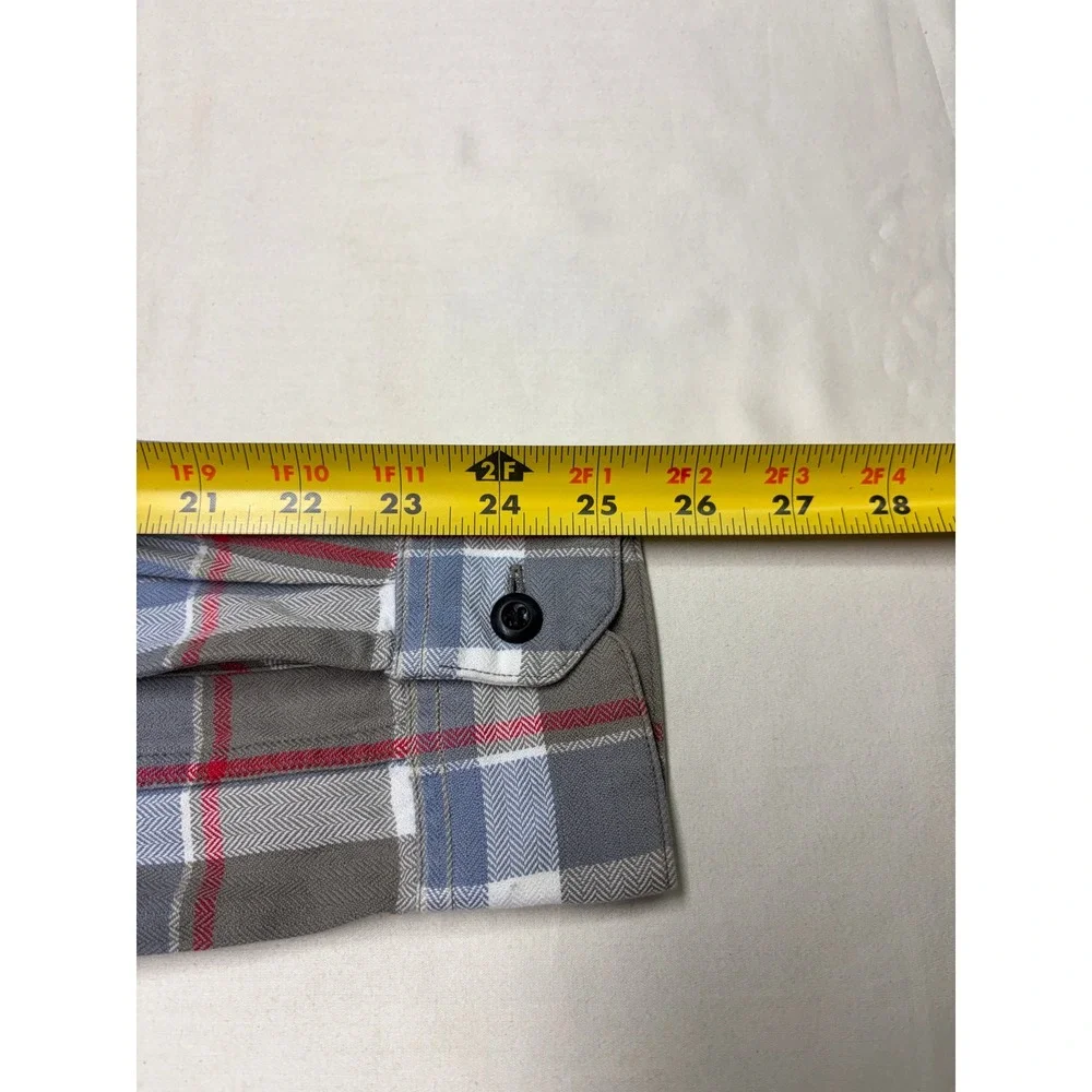 J.Crew Sporting Goods Mens Slim Fit Herringbone Plaid Button Down Shirt Grey M